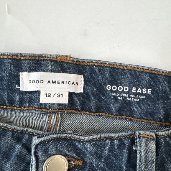 Good American Good Ease Relaxed Jeans NEW Size 12 MId-Rise Wide Leg 34" Inseam - Picture 4 of 10